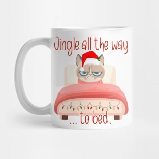 Disgusted Cat Christmas in bed Mug